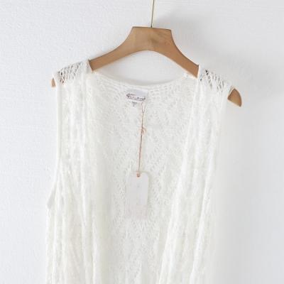 Summer long hollow out white sweater cardigan with cape women's wear